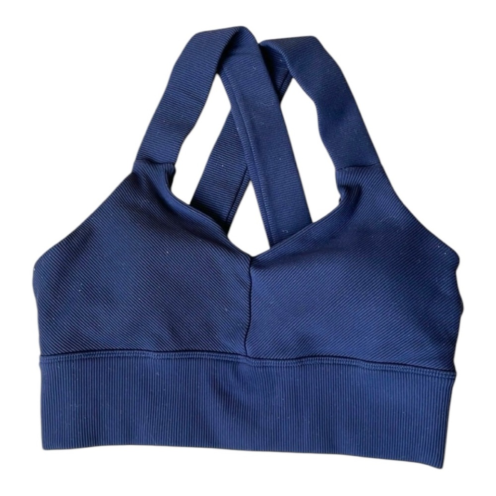 ALO Yoga Women’s Emulate Ribbed Sports Bra in Navy, Size Small